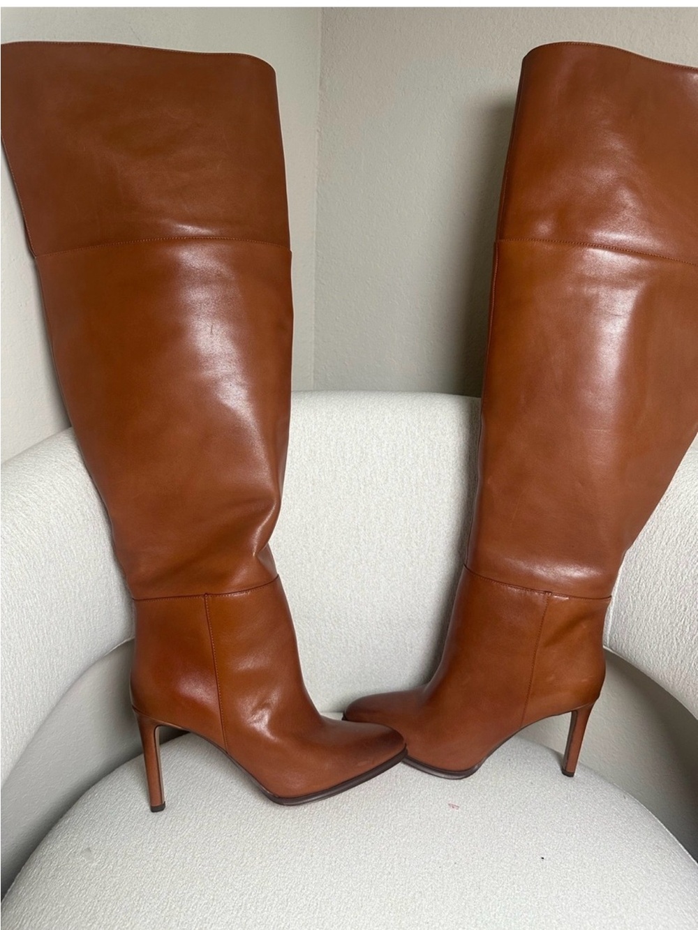 Vince Camuto Tall Leather Over-the-Knee Boots in Cognac Brown Extra Wide Width
